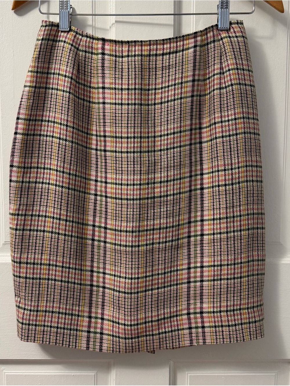 Vintage Emanuel Ungaro 100% Linen Plaid Short Skirt with Back Zipper, Size 6